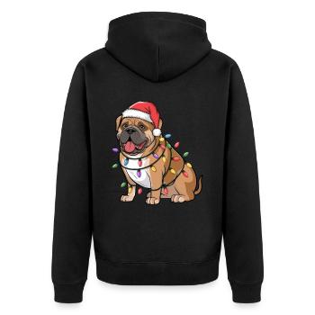 Bullmastiff Christmas Lights Xmas Dogs Gifts - Unisex Premium Bio Zip Hoodie - Schwarz - Hinten - Nico (187cm)