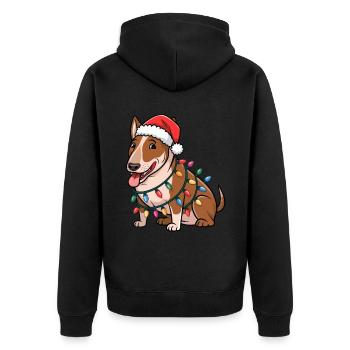 Bull Terrier Noël Lumières Noël Chiens Cadeaux - Veste à capuche bio Premium Unisexe - noir - Dos - Nico (187cm)