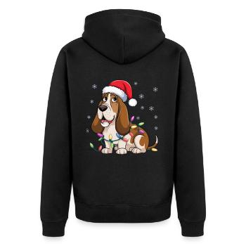 Basset Hound Christmas Lights Xmas Dogs Gifts - Unisex Premium Bio Zip Hoodie - Schwarz - Hinten - Nico (187cm)