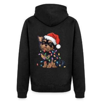Affenpinscher Christmas Lights Xmas Dogs Gifts - Unisex Premium Bio Zip Hoodie - Schwarz - Hinten - Nico (187cm)