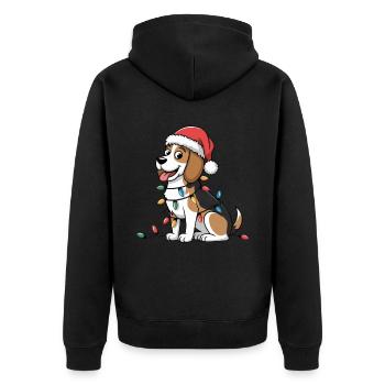 Beagle Christmas Lights Xmas Dogs Gifts for Women - Unisex Premium Bio Zip Hoodie - Schwarz - Hinten - Nico (187cm)