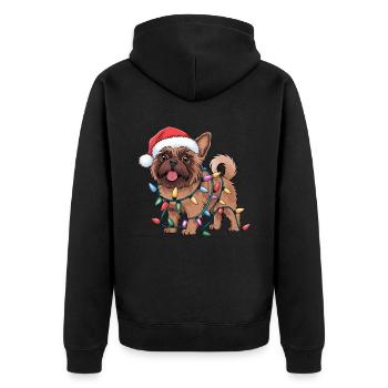 Bruxelles Griffon Noël Lumières Noël Chiens Cadeaux - Veste à capuche bio Premium Unisexe - noir - Dos - Nico (187cm)