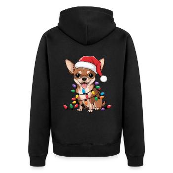 Chihuahua Christmas Lights Xmas Dogs Gifts for Men - Unisex Premium Bio Zip Hoodie - Schwarz - Hinten - Nico (187cm)