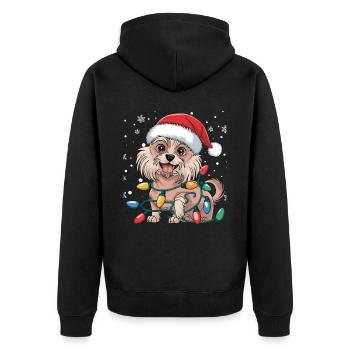 Lumières de Noël chinoises à crête Noël Chiens Cadeaux - Veste à capuche bio Premium Unisexe - noir - Dos - Nico (187cm)