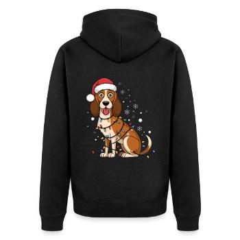 Foxhound Christmas Lights Xmas Dogs Gifts - Unisex Premium Bio Zip Hoodie - Schwarz - Hinten - Nico (187cm)