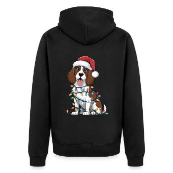 English Springer Spaniel Christmas Lights Xmas - Unisex Premium Bio Zip Hoodie - Schwarz - Hinten - Nico (187cm)