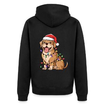 Dogue de Bordeaux Christmas Lights Xmas Dogs Gifts - Unisex Premium Organic Zip Hoodie - black - Back - Nico (187cm)