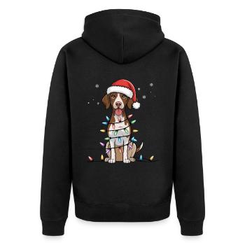 German Shorthaired Pointer Christmas Lights Xmas - Unisex Premium Organic Zip Hoodie - black - Back - Nico (187cm)