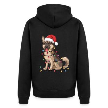 German Shepherd Christmas Lights Xmas Dogs Gifts - Unisex Premium Bio Zip Hoodie - Schwarz - Hinten - Nico (187cm)