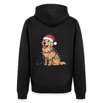 Golden Retriever Christmas Lights Xmas Dogs Gifts - Unisex Premium Organic Zip Hoodie - black - Back - Nico (187cm)