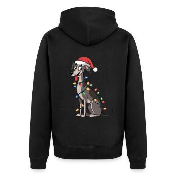 Italian Greyhound Christmas Lights Xmas Dogs Gifts - Unisex Premium Organic Zip Hoodie - black - Back - Nico (187cm)
