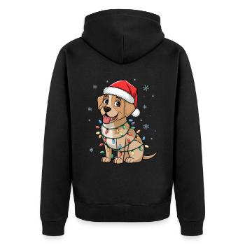 Labrador Retriever Christmas Lights Xmas Dogs - Unisex Premium Organic Zip Hoodie - black - Back - Nico (187cm)