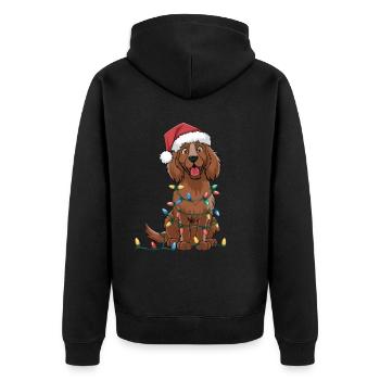 Setter irlandais Noël lumières Noël chiens cadeaux - Veste à capuche bio Premium Unisexe - noir - Dos - Nico (187cm)
