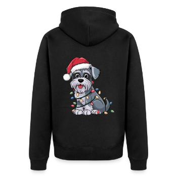 Miniature Schnauzer Christmas Lights Xmas Dogs - Unisex Premium Bio Zip Hoodie - Schwarz - Hinten - Nico (187cm)