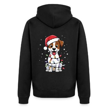 Jack Russell Terrier Christmas Lights Xmas Dogs - Unisex Premium Bio Zip Hoodie - Schwarz - Hinten - Nico (187cm)