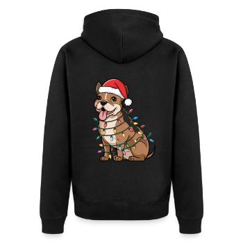 Staffordshire Bull Terrier Noël Lumières Noël - Veste à capuche bio Premium Unisexe - noir - Dos - Nico (187cm)