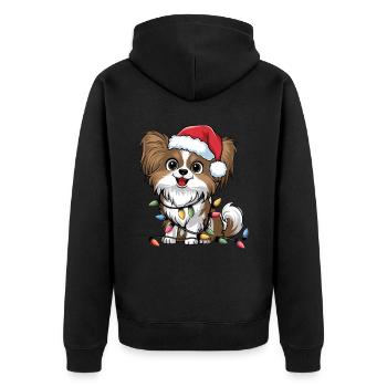 Papillon Lumières de Noël Noël Chiens Cadeaux - Veste à capuche bio Premium Unisexe - noir - Dos - Nico (187cm)