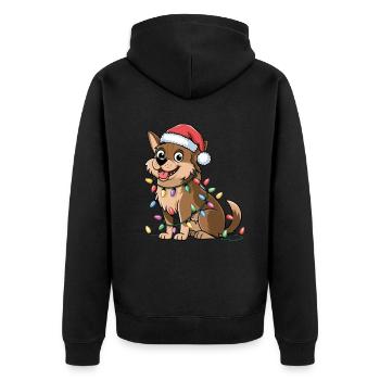 Suédois Vallhund Lumières de Noël Noël Chiens Cadeaux - Veste à capuche bio Premium Unisexe - noir - Dos - Nico (187cm)