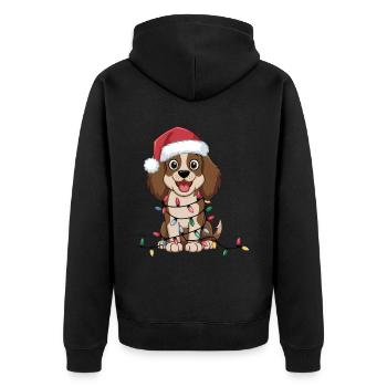 Welsh Springer Spaniel Christmas Lights Xmas - Unisex Premium Organic Zip Hoodie - black - Back - Nico (187cm)