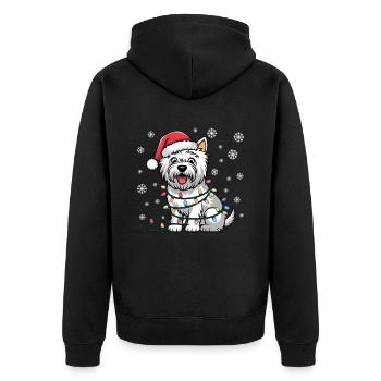 West Highland White Terrier Christmas Lights Xmas - Unisex Premium Bio Zip Hoodie - Schwarz - Hinten - Nico (187cm)