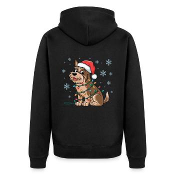 Welsh Terrier Christmas Lights Xmas Dogs Gifts - Unisex Premium Bio Zip Hoodie - Schwarz - Hinten - Nico (187cm)