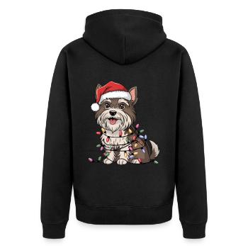 Tibetan Terrier Christmas Lights Xmas Dogs Gifts - Unisex Premium Bio Zip Hoodie - Schwarz - Hinten - Nico (187cm)