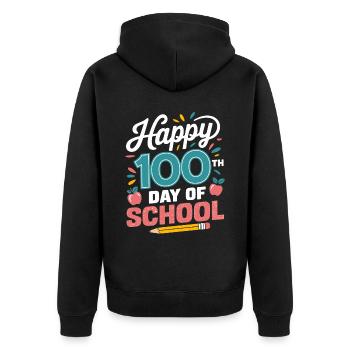 Happy 100th Day of School Colorful Costume Kids - Unisex Premium Organic Zip Hoodie - black - Back - Nico (187cm)