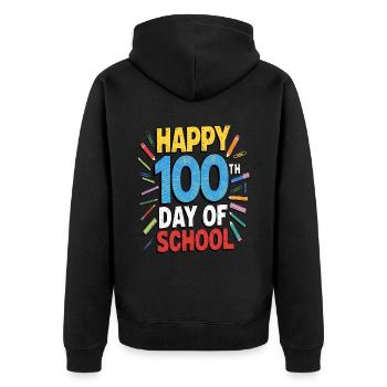 Joyeux 100e jour d’école Coloré Enfants Filles Garçons - Veste à capuche bio Premium Unisexe - noir - Dos - Nico (187cm)