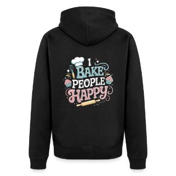 I Bake People Happy Funny Baking Lover Gifts Men - Unisex Premium Organic Zip Hoodie - black - Back - Nico (187cm)