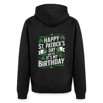 St. Patrick’s Day Birthday Cake Shamrock Men Women - Unisex Premium Bio Zip Hoodie - Schwarz - Hinten - Nico (187cm)