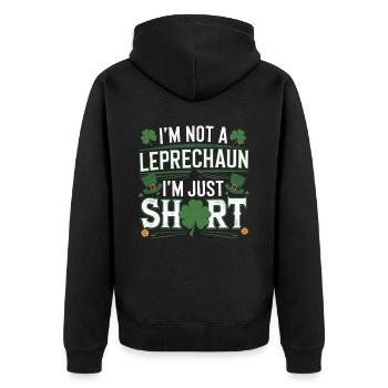 I'm Not a Leprechaun I'm Just Short St Patricks - Unisex Premium Bio Zip Hoodie - Schwarz - Hinten - Nico (187cm)
