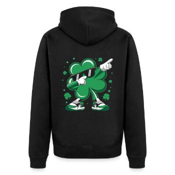 Dabbing Shamrock St Patrick's Day Dab Dance kids - Unisex Premium Bio Zip Hoodie - Schwarz - Hinten - Nico (187cm)