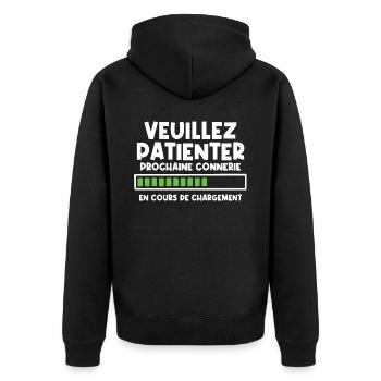 Veuillez patienter prochaine connerie en cours - Veste à capuche bio Premium Unisexe - noir - Dos - Nico (187cm)