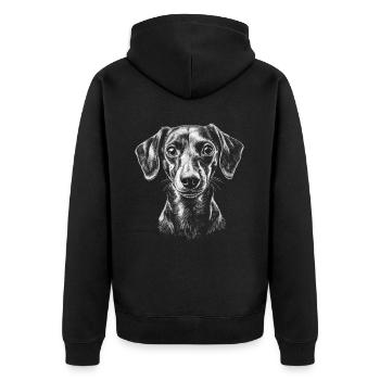 Teckel Portrait miniature Teckel chien chien - Veste à capuche bio Premium Unisexe - noir - Dos - Nico (187cm)