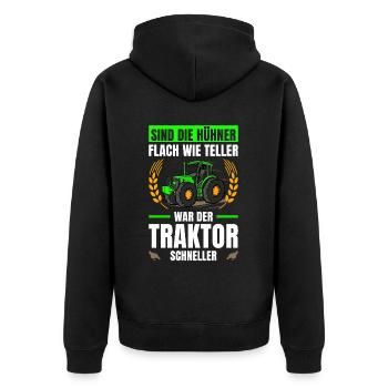 Landwirtschaft Flach Wie Teller Traktor Trecker - Unisex Premium Bio Zip Hoodie - Schwarz - Hinten - Nico (187cm)