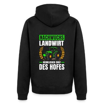 Landwirtschaft Nachwuchs Landwirt Traktor - Unisex Premium Bio Zip Hoodie - Schwarz - Hinten - Nico (187cm)
