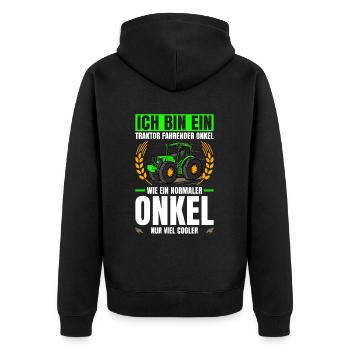 Landwirtschaft Traktor Fahrender Onkel Trecker - Unisex Premium Bio Zip Hoodie - Schwarz - Hinten - Nico (187cm)