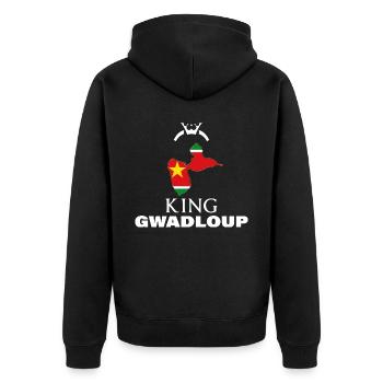 Guadeloupe. Karte der Flagge von Guadeloupe - Unisex Premium Bio Zip Hoodie - Schwarz - Hinten - Nico (187cm)