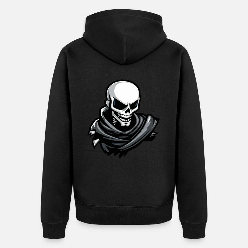 Crâne Halloween Bande Dessinée - Veste à capuche bio Premium Unisexe - noir