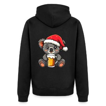 Koala Christmas Beer Funny - Unisex Premium Organic Zip Hoodie - black - Back - Nico (187cm)