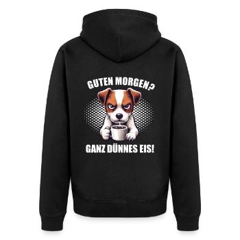 Guten morgenganz dünnes Eis Jack Russel Hunderasse - Unisex Premium Bio Zip Hoodie - Schwarz - Hinten - Nico (187cm)