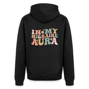 In meiner Migräne-Aura Chronisches Migräne-Bewusstsein - Unisex Premium Bio Zip Hoodie - Schwarz - Hinten - Nico (187cm)