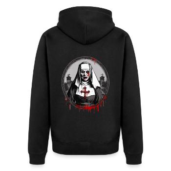 Horror Nun Halloween Creepy - Unisex Premium Organic Zip Hoodie - black - Back - Nico (187cm)