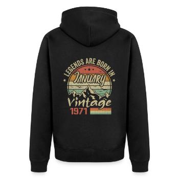 Les Légendes Sont Nées En Janvier 1971 - 1971 - Veste à capuche bio Premium Unisexe - noir - Dos - Nico (187cm)