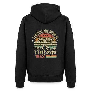 Les Légendes Sont Nées En Janvier 1953 - 1953 - Veste à capuche bio Premium Unisexe - noir - Dos - Nico (187cm)