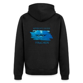 Tauchen Diving Manta - Unisex Premium Bio Zip Hoodie - Schwarz - Hinten - Nico (187cm)