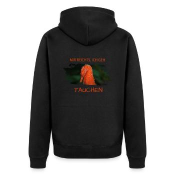 Tauchen Diving Seahorse Seepferdchen - Unisex Premium Bio Zip Hoodie - Schwarz - Hinten - Nico (187cm)