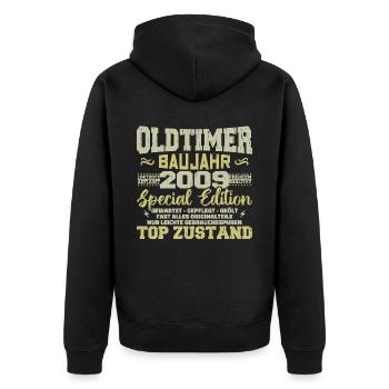 Jahrgang 2009 geboren Retro Geburtstag Vintage - Unisex Premium Bio Zip Hoodie - Schwarz - Hinten - Nico (187cm)