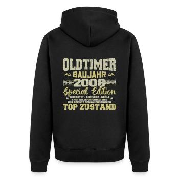 Vintage 2008 Born Retro Birthday Vintage - Unisex Premium Organic Zip Hoodie - black - Back - Nico (187cm)