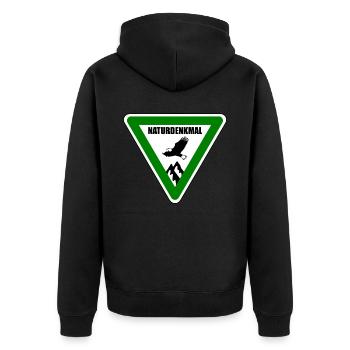 Naturdenkmal, Schild, Natur, Urgestein, Natur - Unisex Premium Bio Zip Hoodie - Schwarz - Hinten - Nico (187cm)